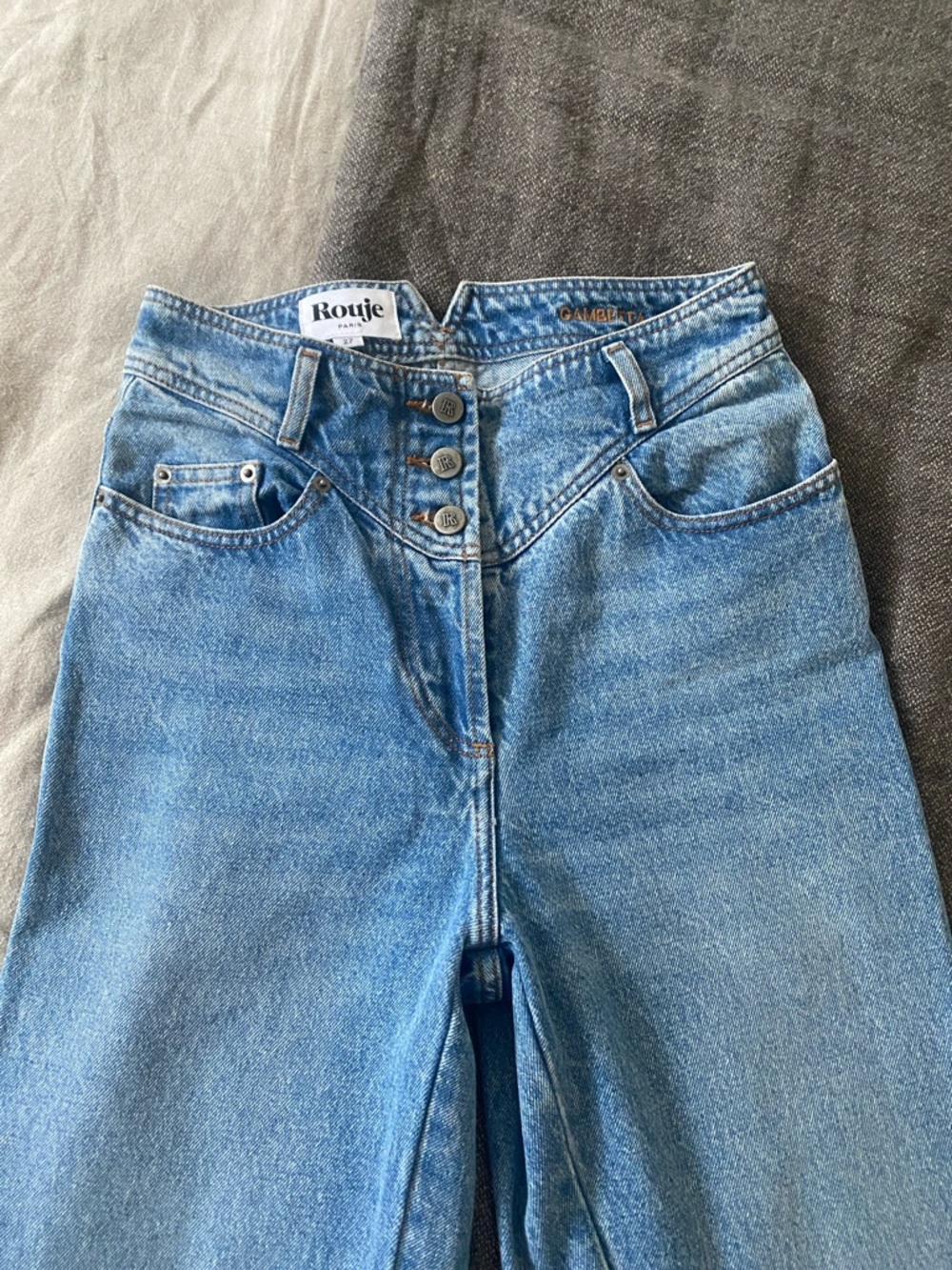 Rouje Gambetta Light Blue High-Rise Button-Fly Jeans. Size 27